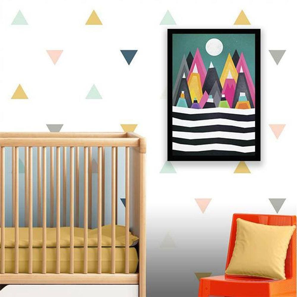 Quadro Decorativo Montanhas Geométricas Multicoloridas