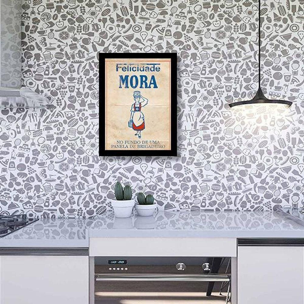 Quadro Decorativo Felicidade Na Panela de Brigadeiro