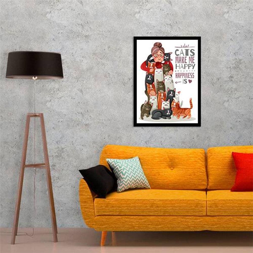 Quadro Decorativo Cats Make Me Happy