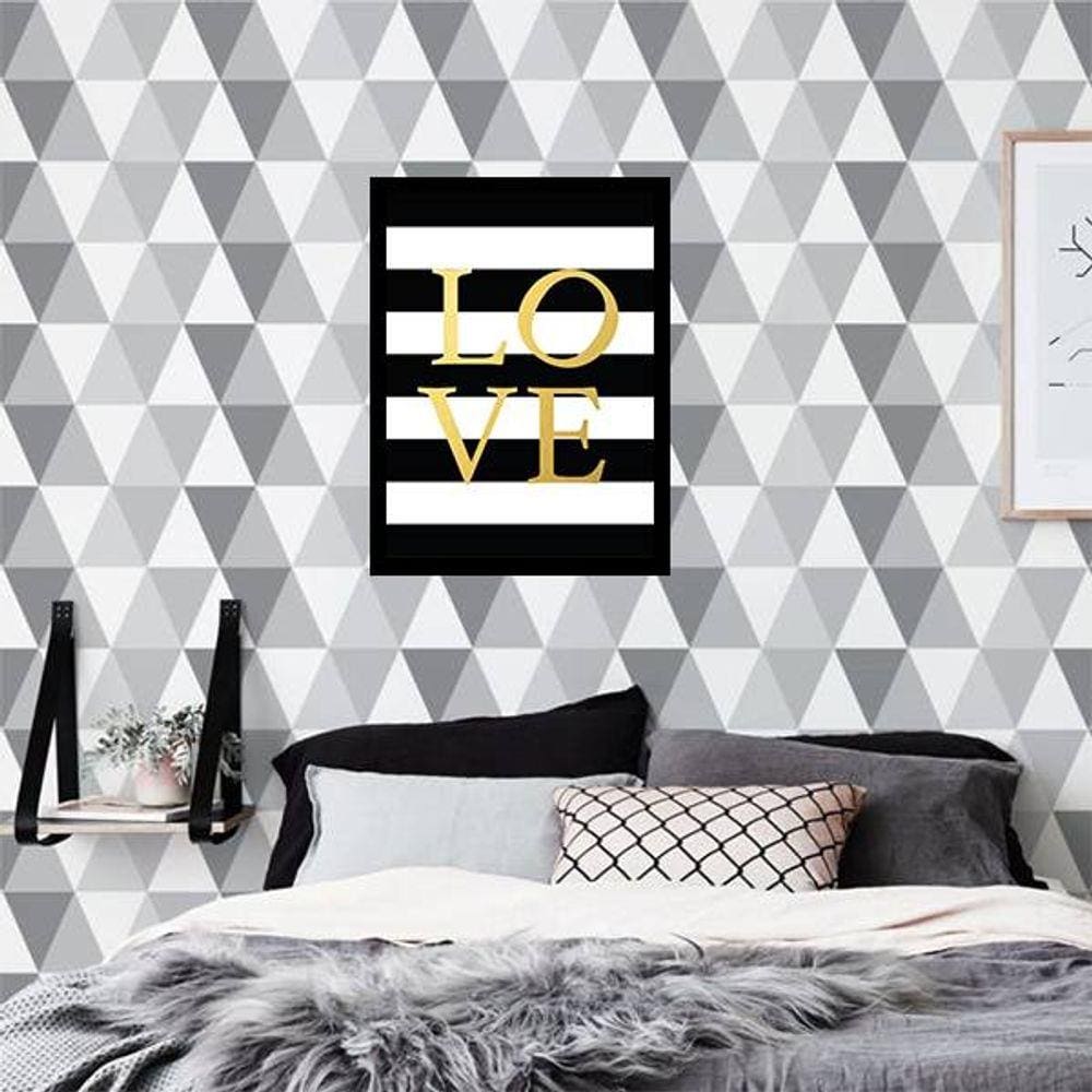 Quadro Decorativo Love - Fundo Listrado