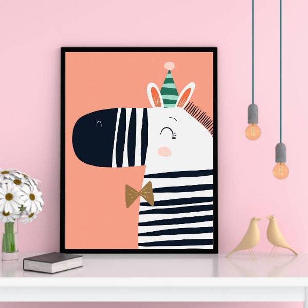 Quadro Decorativo Zebrinha Parabéns