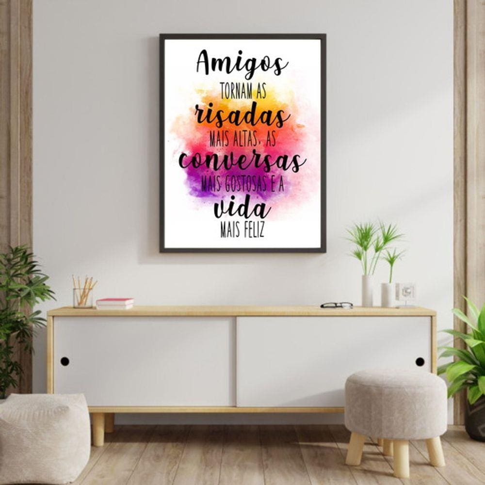 Quadro Decorativo Amigos, Risadas, Conversas, Vida