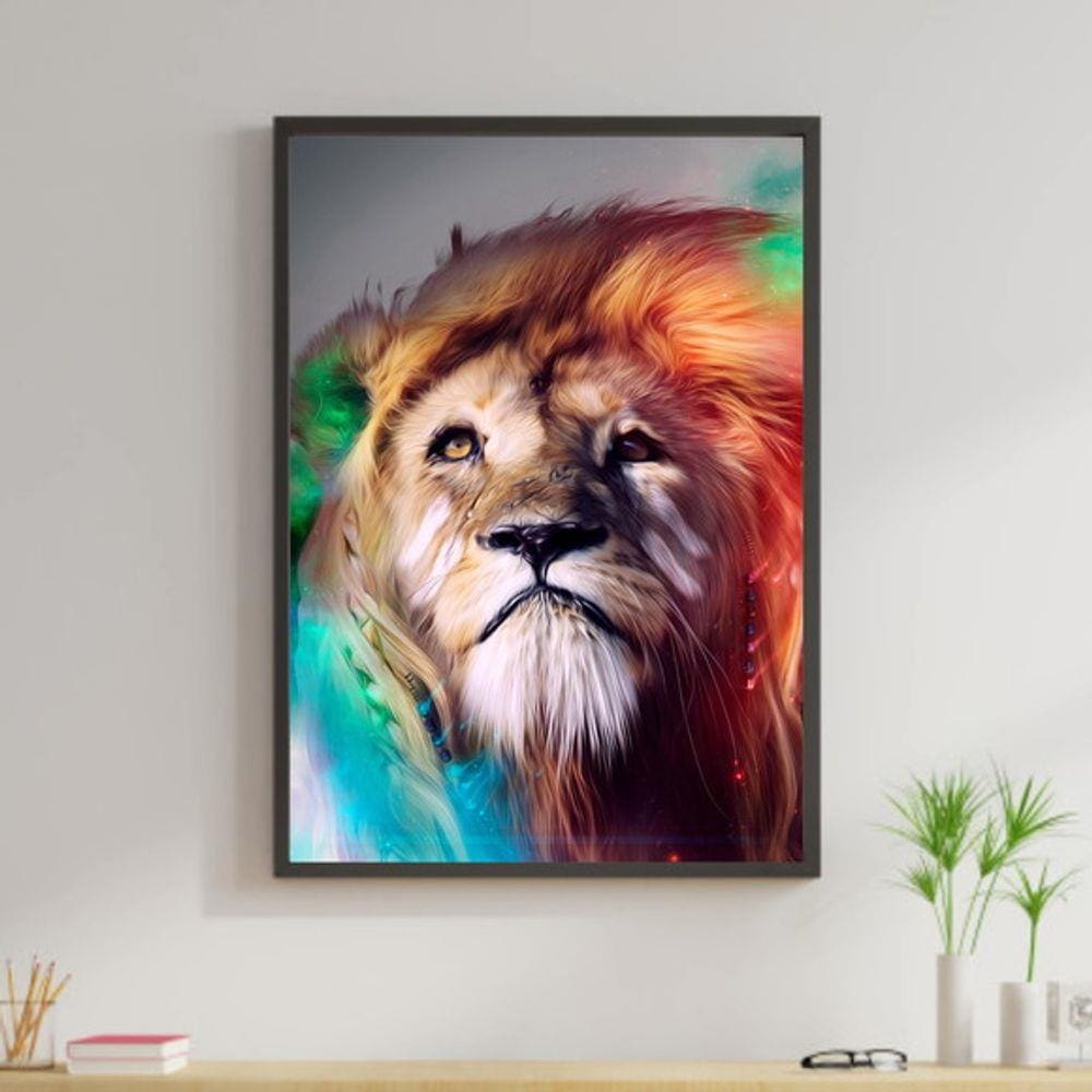 Quadro Decorativo Leão Juba Colorida