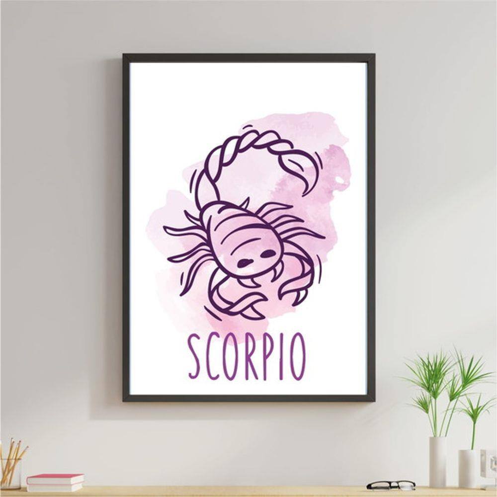 Quadro Decorativo Signos Aquarela - Escorpião