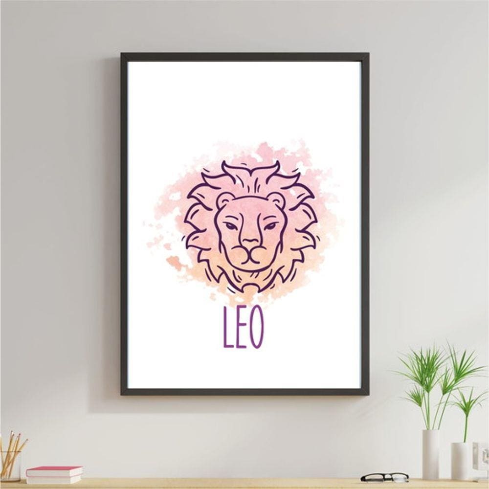 Quadro Decorativo Signos Aquarela - Leão