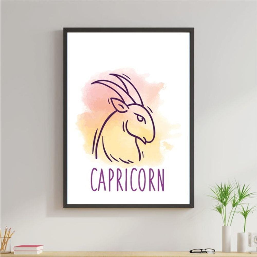 Quadro Decorativo Signos Aquarela - Capricórnio