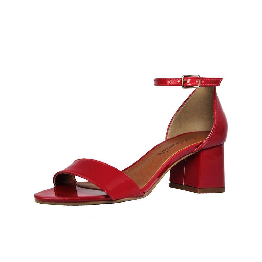 Sandalia salto grosso vermelho | Casas Bahia
