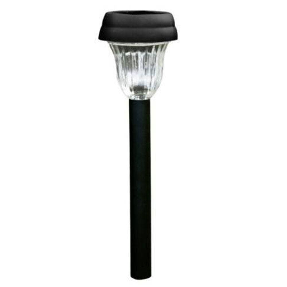 Kit 06 Luminarias Espeto Solar Jardim Led Preto Abs 3000K