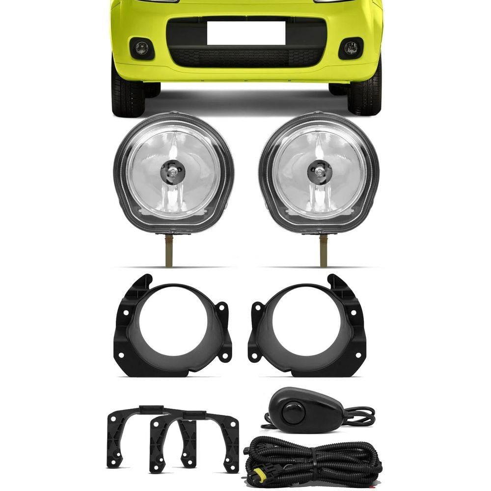 Kit Farol de Milha Neblina Fiat Novo Uno Botão Alternativo