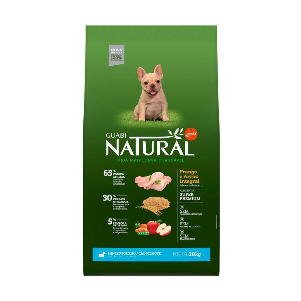 Ração Guabi Natural para Cães Filhotes de Raças Pequenas sabor Frango & Arroz Integral 20 kg