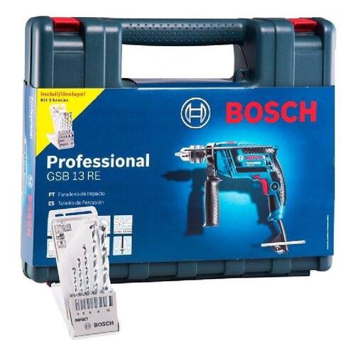 Menor preço em Furadeira 650W Impacto Bosch Gsb13 1/2 Maleta 5 Brocas 220V