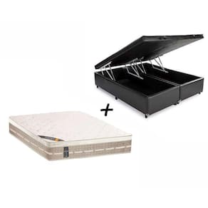 Box Baú King Sintético Preto + Colchão Castor King Molas Premium Tecnopedic 193x203x30