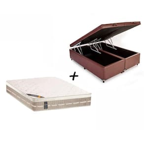 Colchão Castor Queen Molas Premium Tecnopedic + Box Baú Queen Sintético Marrom 158x198