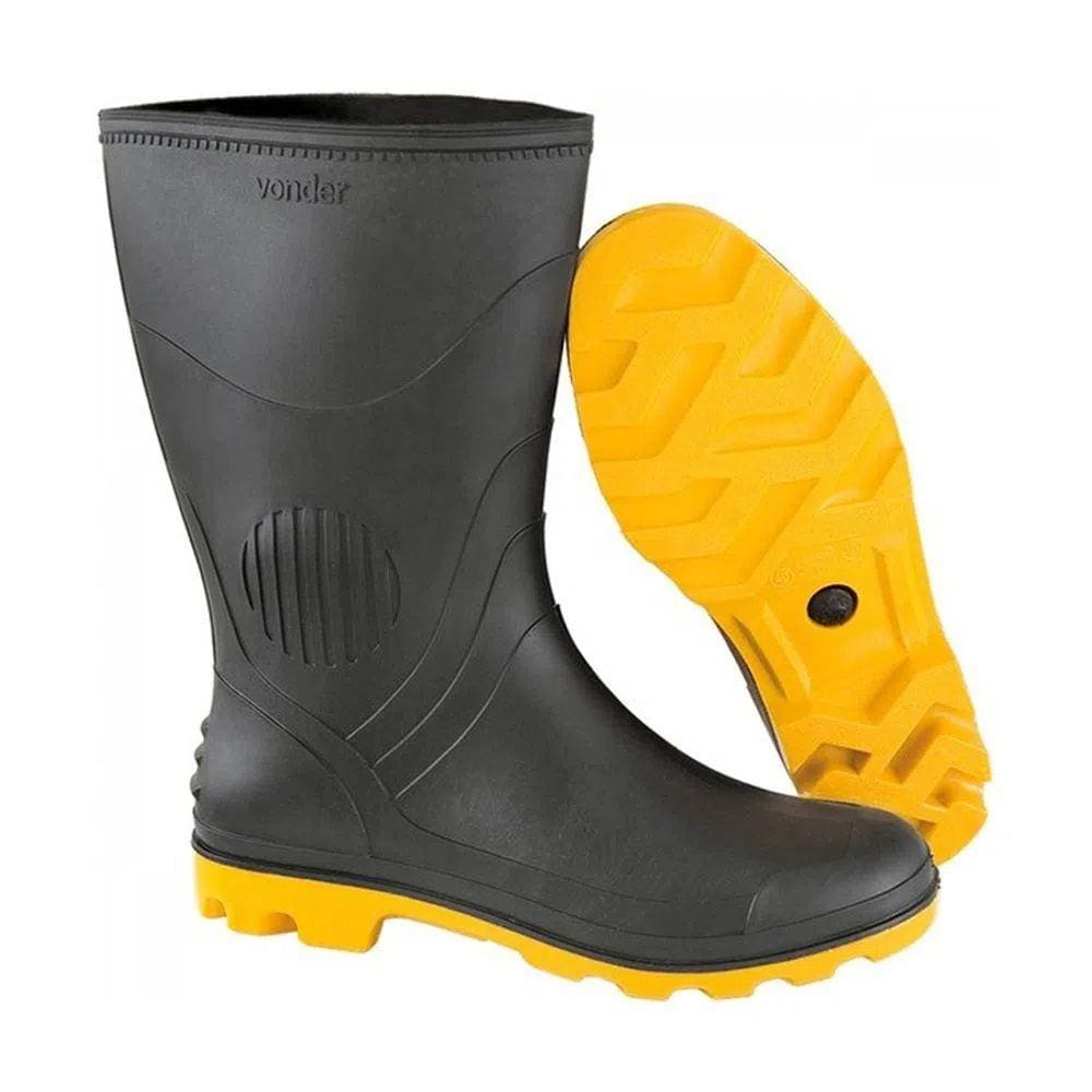 Bota Preta Amarela PVC N41 Com Forro Vonder 7079410000