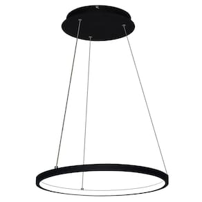 Lustre Pendente Arco Ring Anel Preto Led Bivolt 40cm 3000K