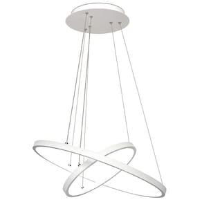 Lustre Pendente 2 Anéis Ring Branco Led Bivolt 60cm 3000K