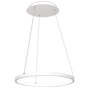 Lustre Pendente Arco Ring Anel Branco Led Bivolt 40cm 3000K