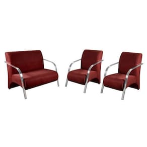 Conjunto Poltronas Venus Braços em Alumínio 1 Namoradeira, 2 de um Lugar Suede