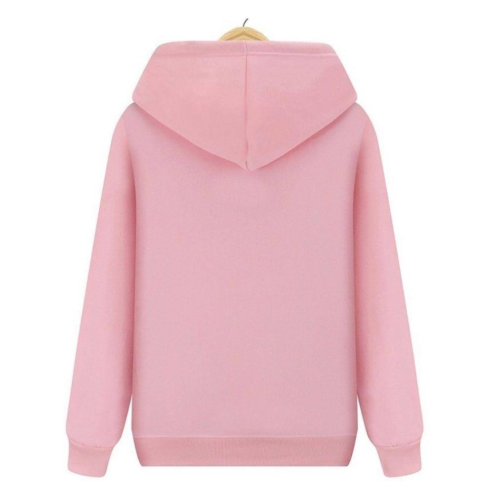 pink moletom com capuz with white strings