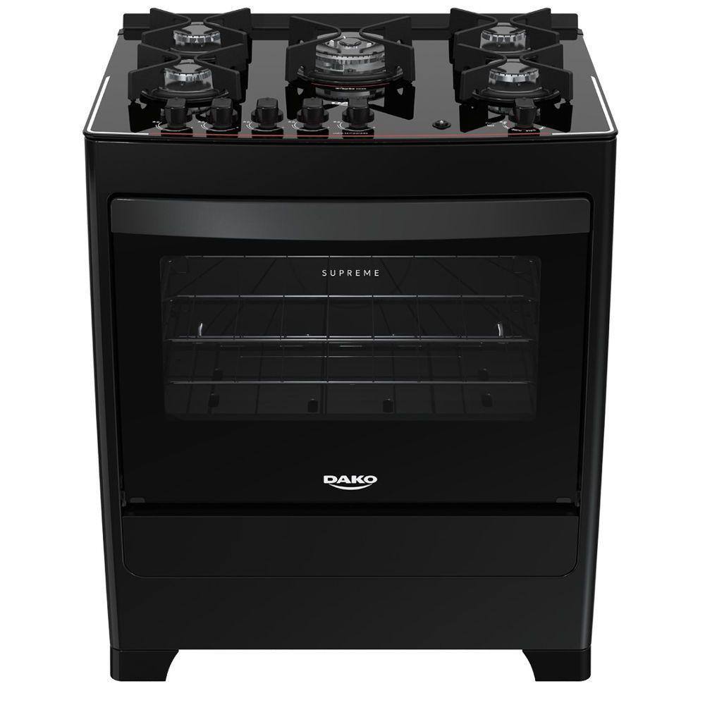 Fogão Piso Dako Supreme Glass 5Q Mesa de Vidro Preto Bivolt - Bivolt