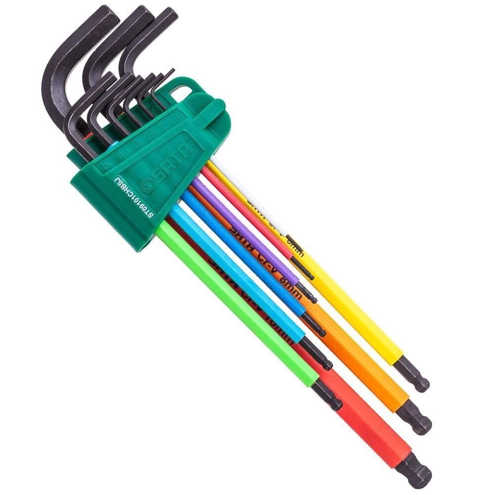 Jogo Chave Allen Hexagonal Color Sata 9 Pecas 1,5mm A 10mm