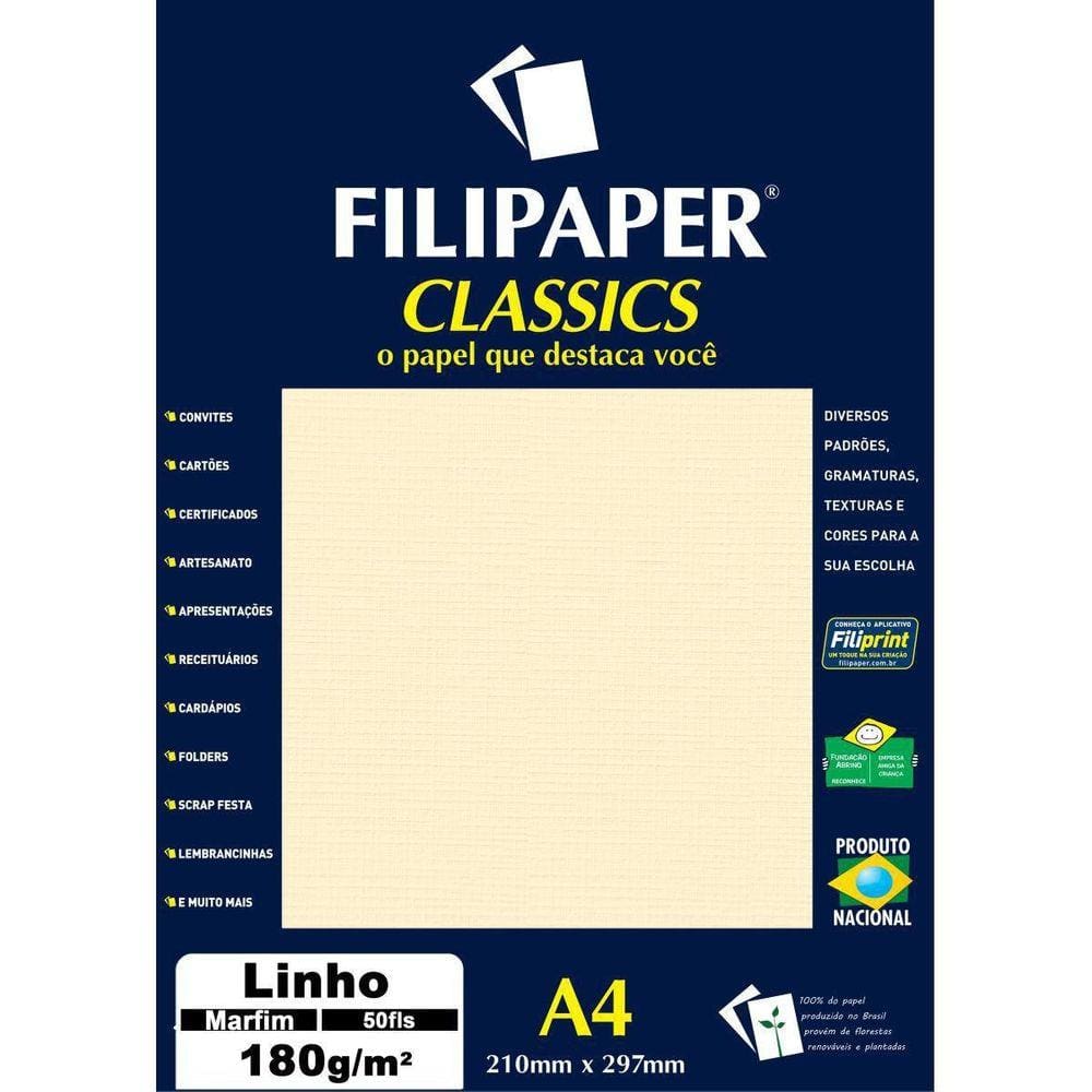 Papel A4 Linho Marfim 180G.