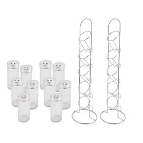 Kit Porta Condimento Com Suporte Vertical e 10 Potes De Vidro