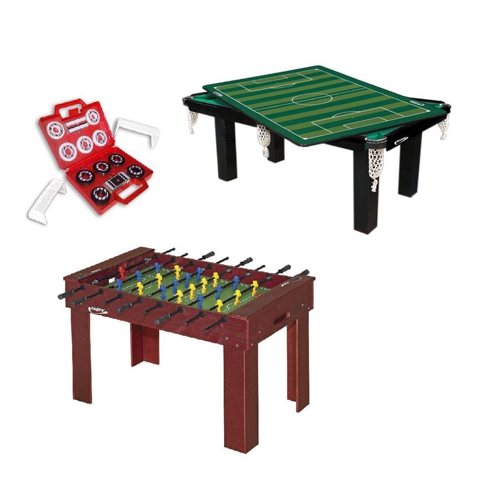 Mesa 3 em 1 - Sinuca/Ping Pong/Futebol Botão Procópio - Verde