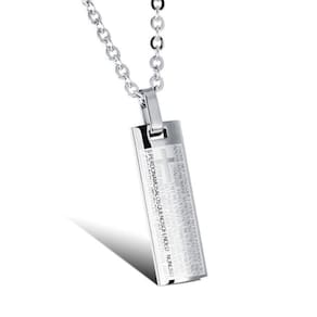 Colar Masculino Oração Pai Nosso Corrente Pingente Aço 316l