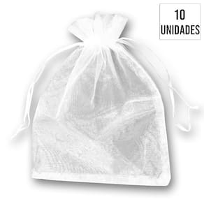 Saquinho de Organza 13cm x 18cm - Branco - 10 unidades