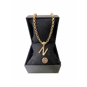 Colar Feminino Elo Português Grosso 6mm Letra "N"