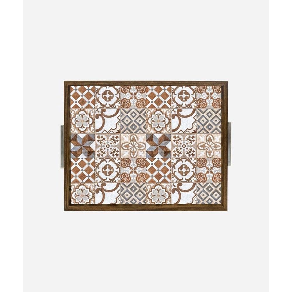 Bandeja Estampada 30X37 - Azulejo Bege