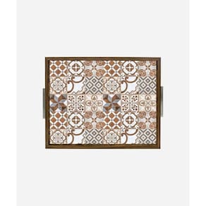 Bandeja Estampada 30X37 - Azulejo Bege
