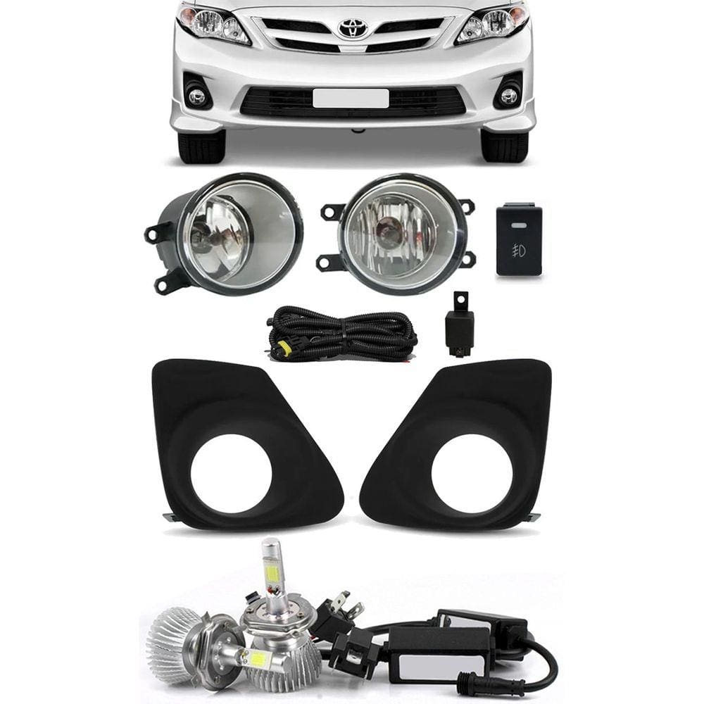 Kit Farol de Milha Neblina Toyota Novo Corolla 2012 2013 + Kit Lâmpada Super LED 6000K