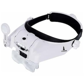 Lupa Cabeça 6 Lentes 3 Leds Recarregável Estética Leitura Eletrônica GT942