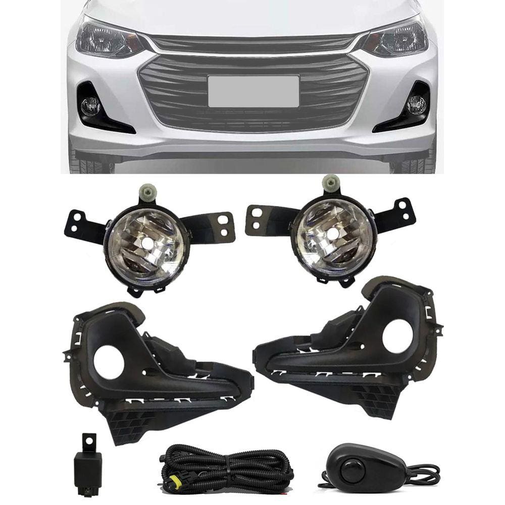 Kit Farol de Milha Neblina Chevrolet Onix e Onix Plus Sedan 2020 - Botão Alternativo