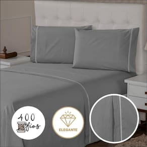 Jogo de Lençol 400 Fios Toque Suave e Macio Ponto Palito Cama Casal 3 Peças Casa Dona