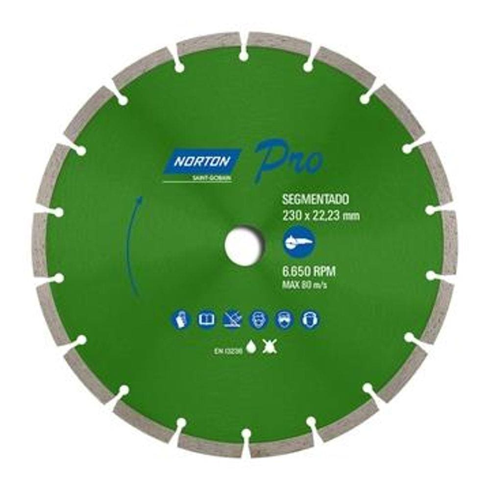 Disco de Corte Norton Diamantado Pro Segmentado 230x22,2mm
