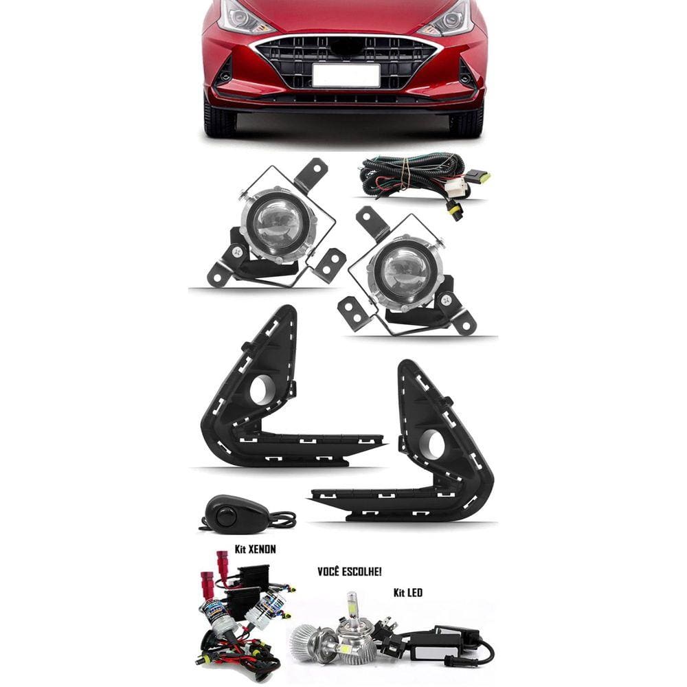 Kit Farol de Milha Neblina Hyundai HB20 HB20S 2020 2021 + Kit Xenon 6000K / 8000K ou Kit Lâmpada Super LED 6000K