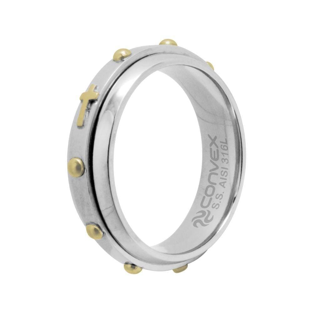 Aliança de Namoro Terço Giratório 6mm com Ouro