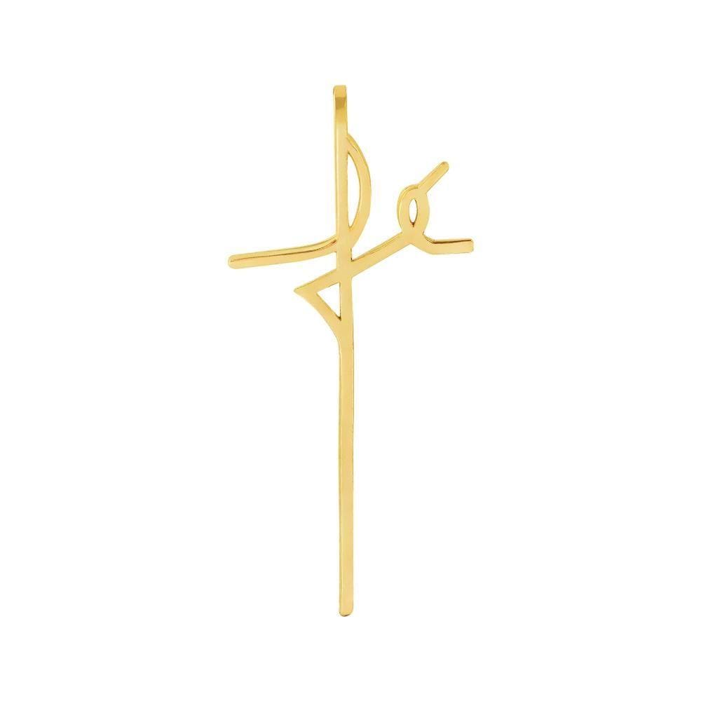 Pingente Aço Simbolo Fé 20x12mm Gold IPG