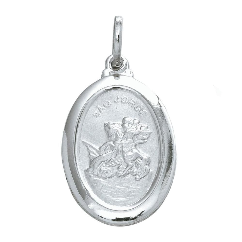 Pingente Aço São Jorge Oval 23x16mm