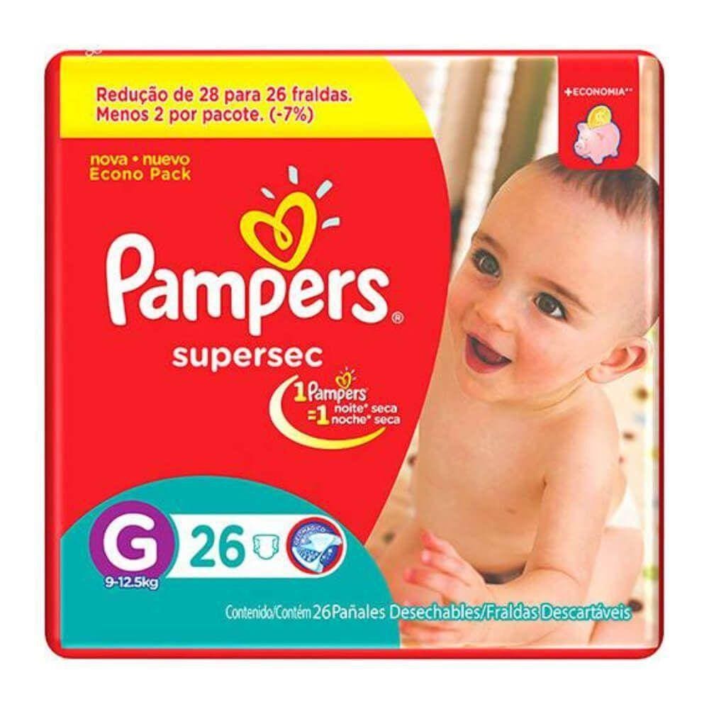 Fralda Infantil G Pampers Supersec Pacotão Com 26