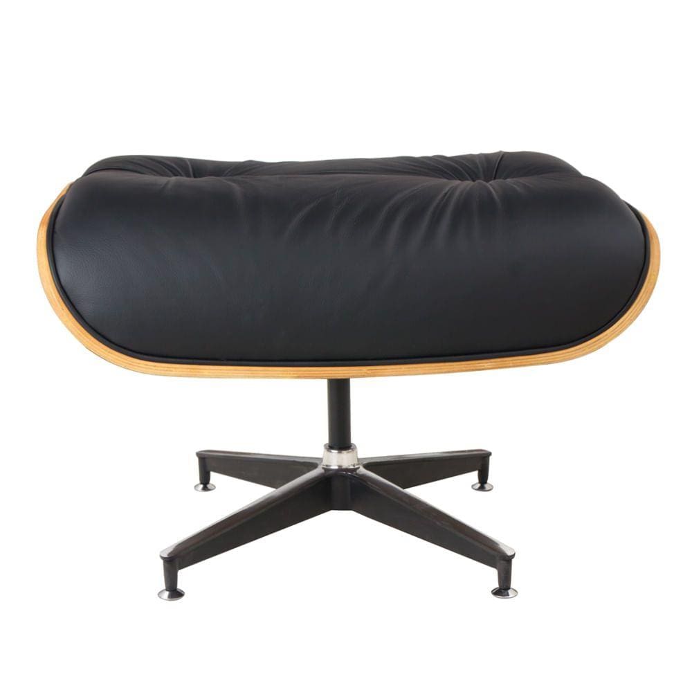 Puff Charles Eames Couro Natural Preto