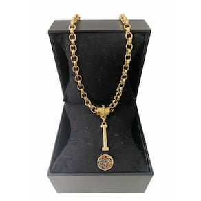 Colar Feminino Elo Português Grosso 6mm Letra "I"