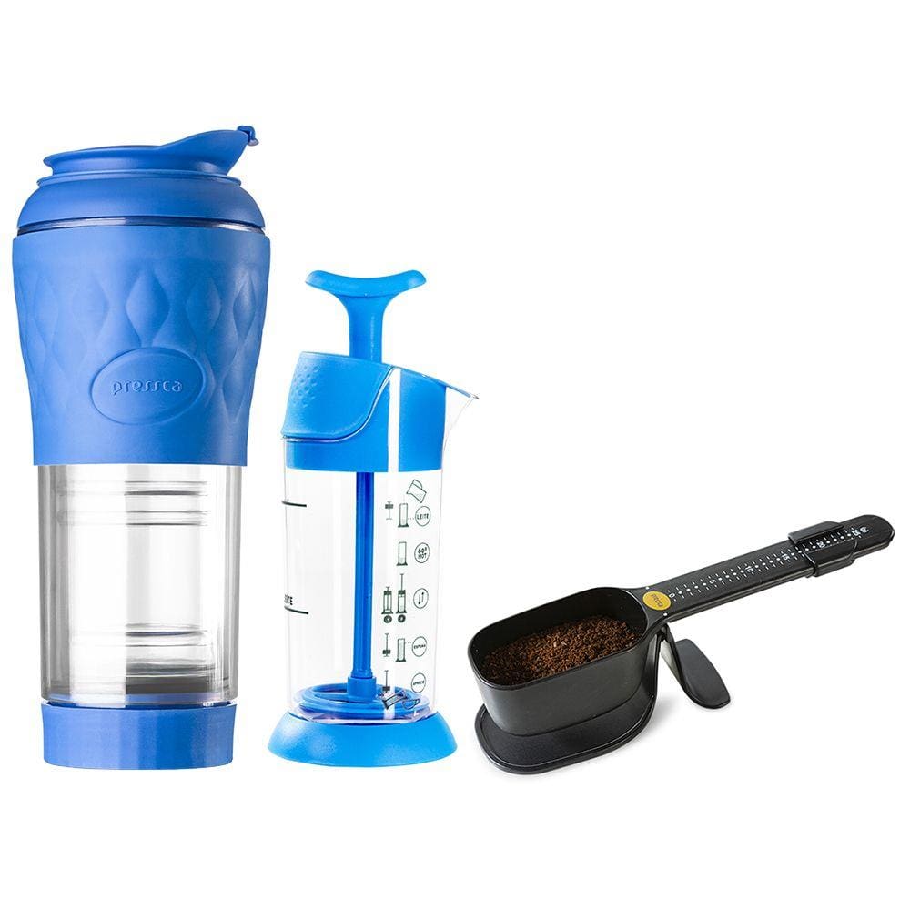 Combo Pressca Cafeteira Espumador e Balança - Azul
