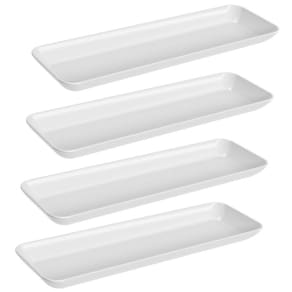 Kit 4 Petisqueiras Retangulares Prato De Petisco Coza Grande Branco