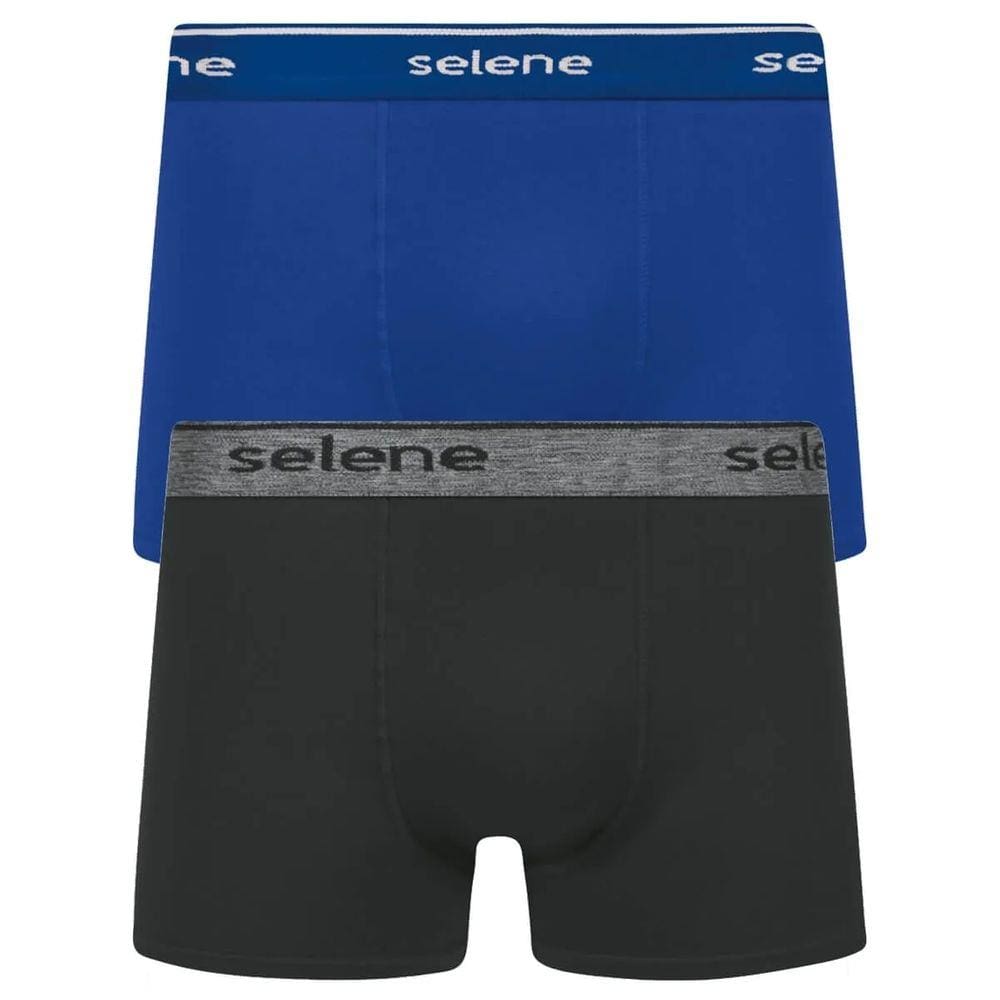 Cueca Boxer Masculina Cós Personalizadocom 2 Peças Algodão Naval