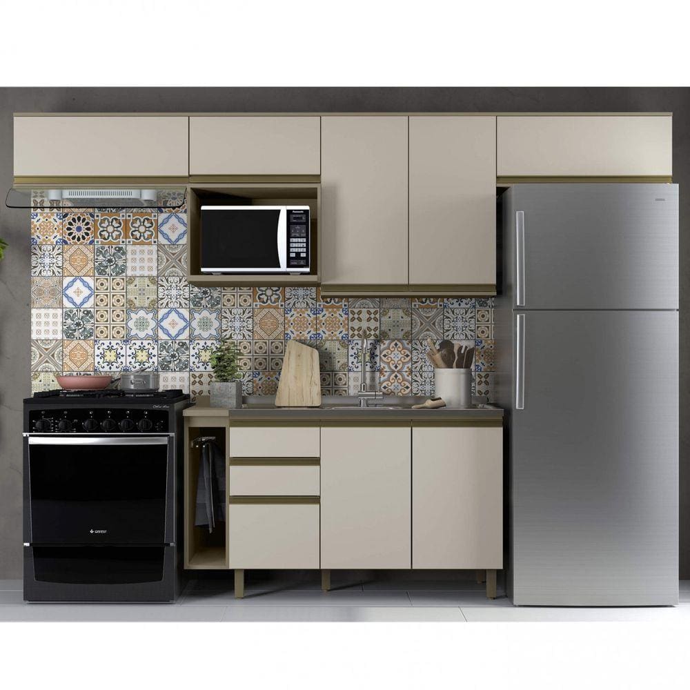 Cozinha Completa 8 Peças 8 Portas Alice Espresso Móveis Duna/Cristal