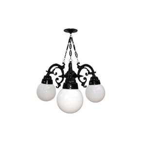 Lustre Colonial para Teto com Corrente em Alumínio 03 Globos